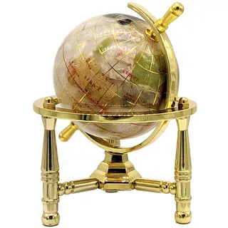 Einzigartige Art 6 Hoch Pearl Swirl Ocean Mini Tisch Top Edelstein World Globe mit Gold Stativ