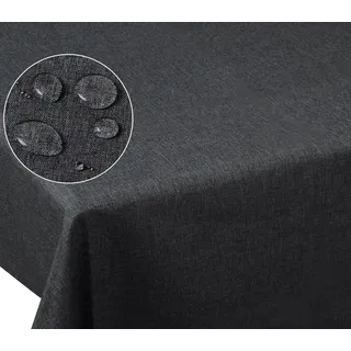 Laneetal Tischdecke abwaschbar, Tischtuch mit Lotuseffekt, in Leinenoptik, Tischwäsche eckig 110x140 cm, wasserabweisend fleckenabweisend, Tafeldecke aus Polyester, Grau