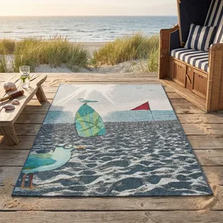 Sansibar Sylt Outdoorteppich Rantum Beach 80x165 cm , Multicolor , Textil , Wasser/Strand/Meer , Rechteckig , 80x165 cm , Oeko-Tex® , für Fußbodenheizung geeignet , Teppiche und Böden, Teppiche, Outdoorteppiche