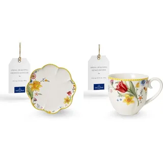 Villeroy & Boch – Spring Awakening Frühstücksteller, Kuchenteller & Spring Awakening Henkelbecher, Hartporzellan, mehrfarbig, medium