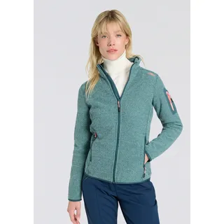 Strickfleecejacke CMP "KNITTED MELANGE FLEECE WOMAN JACKET", Damen, Gr. 48, trek grün, j, Strick, Obermaterial: 100% Polyester, normal, eingefasste Kante, Jacken Strickfleecejacke, Wärmeisolierend & Schnell trocknend & Atmungsaktiv, Übergangsjacke