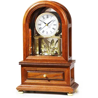 AYRELY AYRELY® Holz Tischuhr Jubiläumsuhr, Antike Regaluhren, Retro Kaminuhr mit Drehpendel, Schreibtisch Standuhr im Großvaterstil, Vintage Tischuhren für Wohnzimmer, Wohndeko Geschenk