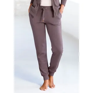 Loungehose BENCH. LOUNGEWEAR, Damen, Gr. 40/42, N-Gr, lila (mauve, meliert), Jersey, Obermaterial: 60% Baumwolle, 40% Polyester, meliert, unifarben, Basic, Basic lang, Hosen Loungehose, mit aufgesetzten Taschen, Loungewear, Topseller