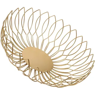 Cabilock Gold Metall Drahtkorb Obstschale Hohles Geflochtenes Design Snack Aufbewahrungskorb Für Küche Wohnzimmer Tisch 10.2X4.5X3.2 Zoll