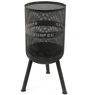 BonFeu Bonves Ø 45cm Schwarz - Feuerkorb für den Garten - Feuertonne & Feuerstelle - Feuerschale Feuerkorb aus Stahl - Mit Grillrost & Schürhaken zum Kochen - Feuerkorb mit Grillrost Hochwertig