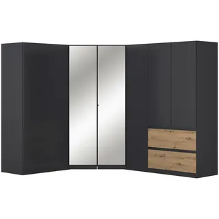 Rauch Möbel Eckkleiderschrank , Grau, Eiche Artisan , Holzwerkstoff , 8 Fächer , 2 Schublade(n) Schubladen , 208x197x253 cm , Blauer Engel, Goldenes M, BQ - Bündnis für Qualität, Made in Germany , Schrankfront mit Spiegel , Schlafzimmer, Kleiderschränke, Eckschränke