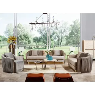 Garnitur Couch Polster Textil Sofa Couchen Polster Sitz Garnituren 321 Designer - Beige