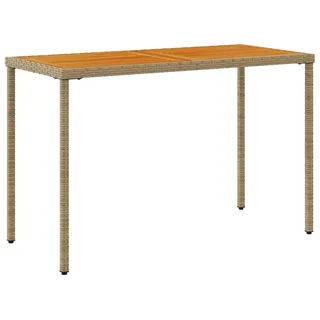 vidaXL Gartentisch mit Akazienholz-Platte 115x54x74 cm Poly Rattan - Beige