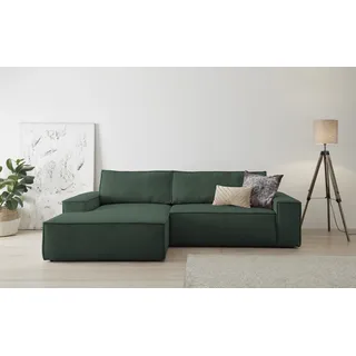 Home Affaire Ecksofa HOME AFFAIRE "SHERWOOD L-Form, 267 cm - OTTO. Verlässliche Qualität.", grün (dunkelgrün), B:267cm H:85cm T:167cm, 100% Polyester, Sofas, Ecksofa, Schlaffunktion mit Bettkasten (210x136 cm), Cord, Vintage, Samtvelours