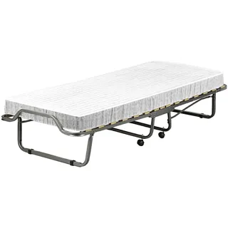 Klappbett Dpava, platzsparendes Feldbett mit 15-Lattenrost, inklusive Schutzhülle, 100 %  Italy, 80x200h40 cm, Matratze inklusive - Weiß