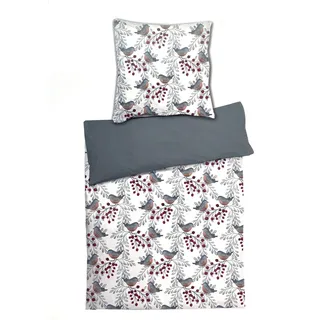 heimtexland ® Bettwäsche Set 80x80 200x135 aus kuschelig weichem Microfaser Fleece Allergiker Bettbezug Typ785 Vögel