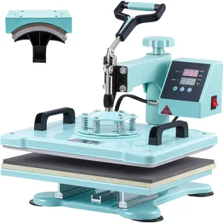 SucceBuy 12 x 15 Zoll Hei?pressmaschine, 2-in-1-W?rme1bertragungsmaschine, gr1n, digitale Steuerung, 360¡ã schwenkbare T-Shirt-Pressmaschine mit Hutpresse, schnelles Aufheizen f1r H1te/M1tzen/Hemden