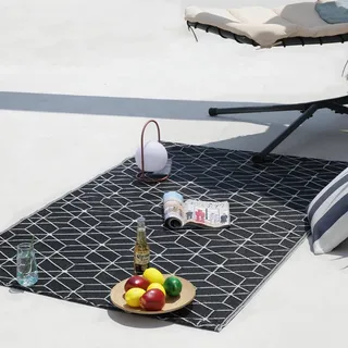 RED DECO Wendeteppich Naxos Outdoor/Indoor 180 x 120 cm schwarz/weiß