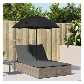 vidaXL Sonnenliege Doppelliege 200 x 59 x 29 cm Grau