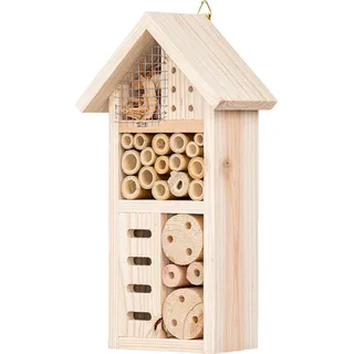 Insektenhotel H26cm Insektenhaus Holz Natur Schutz Bienenhotel Nistkasten Käferhaus zum Aufhängen Garten