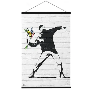 Close Up Banksy - Poster (Throwing Flowers) (Größe: 61cm x 91,5cm) (Poster & Magnetische Posterleisten)