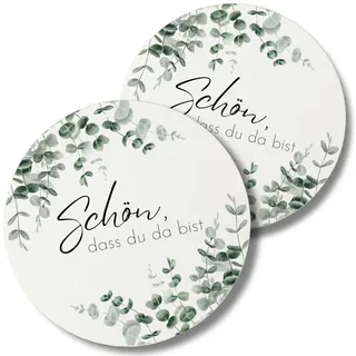 40x Bierdeckel Schön DASS du da bist - Runde Untersetzer beidseitig Bedruckt ideal als Tischdeko für Hochzeit, Geburtstag & Taufe