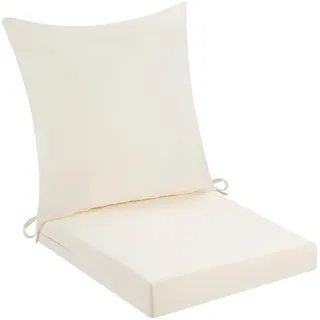 PRIMEPATIO Sitzkissen Outdoor mit Rückenlehne, Wasserdicht Gartenmöbel Sitzpolster mit Hochdichte Schwammfüllung, Stuhlkissen mit Abnehmbarer Bezug für Balkon, Terrasse, Gartenstuhl, 50x50x7cm, Beige