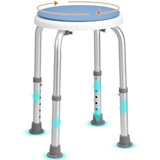 Vevor Duschhocker Höhenverstellbar 360–485 mm Tragfähigkeit 136,1 kg Aluminiumlegierung Blau