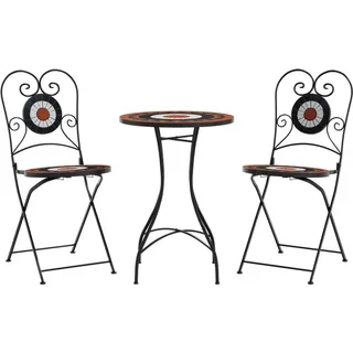 vidaXL Mosaik-Bistro-Set Terrakottarot und Weiß Eisen und Keramik