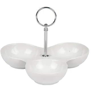 alpina Dipschalen Set 3 Behälter - Tapas Schalen für Snacks und Dips - Porzellan Snackschale - Spülmaschinenfest - 20 x 16 cm - Perfekt für Partys und Geburtstage - Weiß