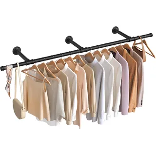 SONGMICS Kleiderstange für die Wand, Kleiderständer Wandmontage, Industrie-Design, platzsparend, 30 x 170 x 7 cm, 68 kg Belastbarkeit, einfache Montage, schwarz HSR104B01