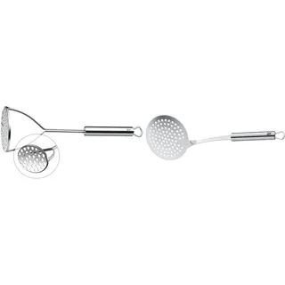 WMF Profi Plus Kartoffelstampfer 28,5 cm und Schaumlöffel 30 cm, Cromargan Edelstahl Teilmattiert, Spülmaschinengeeignet