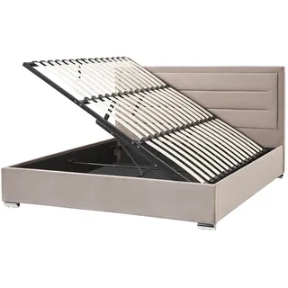 Beliani Polsterbett 180x200 cm Beige Rouen - Textil , 180x200 cm , Schlafzimmer, Betten, Polsterbetten