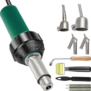 VEVOR Kunststoff Schweißgerät Heißluftpistole 1600W PVC Schweißpistole 40-60°C Kunststoff Heißluft Schweißer inkl. 4x Ersatzdüsen Schlitzmesser 3m Kabel zum Schweißen von PE/PP/PVC-Kunststoffplatten