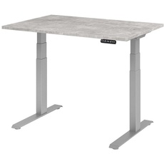 Bild elektrisch höhenverstellbarer Schreibtisch beton rechteckig, C-Fuß-Gestell silber 120,0 x 80,0 cm