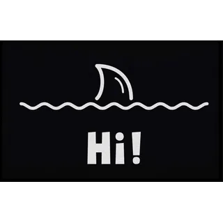 OM3® lustige Fußmatte mit Spruch - Begrüßung Hi Hai-Fisch Flosse Wellen - rutschfest & waschbar - 60x40cm -