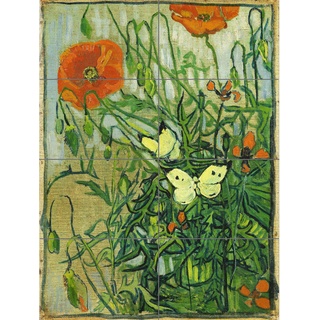 Artery8 Vincent Van Gogh Schmetterlinge und Mohnblumen Großer mehrteiliger Druck