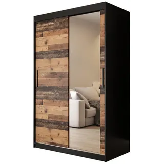 Möbel Kryspol Schwebetürenschrank 200/120/62 2-türig , Schwarz , Kunststoff , Nachbildung , 4 Fächer , 120x200x62 cm , Schlafzimmer, Kleiderschränke, Schwebetürenschränke