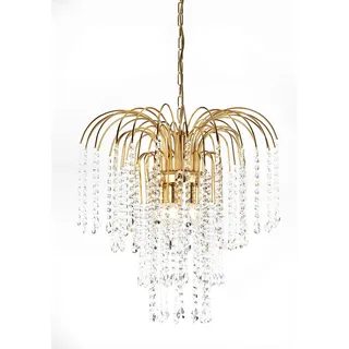 Onli Kristall-Hängeleuchte Pioggia 6-flg. 110 cm rund goldfarben