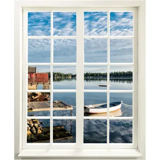 Wandtattoo - Fenster mit Aussicht "Seeufer" 83 x 100 cm - Wandaufkleber - Wandsticker