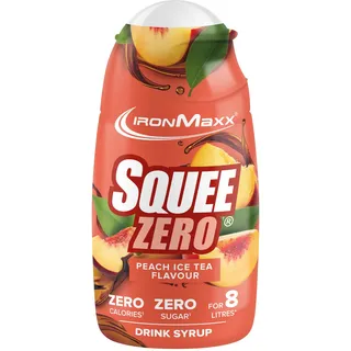 IronMaxx SqueeZero - Peach Ice Tea 65ml | Sirup, Erfrischendes Geschmackserlebnis für 8 Liter, Zuckerfrei und Kalorienfrei in 100ml verzehrfertigem Getränk