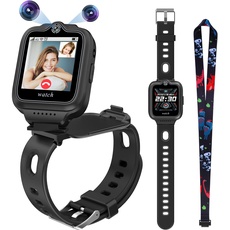 Bild Kinder Smartwatch mit GPS Telefon Uhr, 4G WiFi Videoanruf Smart Watch mit 360°Drehbar & Dual-Kamera SOS, Schrittzähler, Weihnachten Geburtstag Spielzeug Geschenke für Kinder Jungen Mädchen