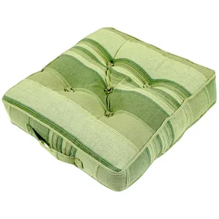 Homescapes Sitzkissen Morocco grün gestreift 40/40/8 cm , Grün , Textil , Gestreift , Füllung: Polyester , Quadratisch , 40x8x40 cm , Oeko-Tex® Standard 100 , Heimtextilien, Wohntextilien, Kissen