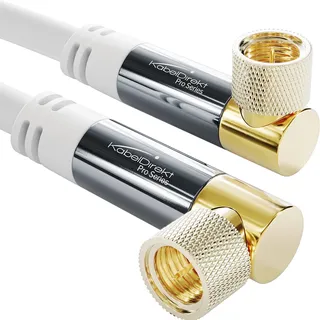 KabelDirekt – 4K SAT TV-Kabel 90° gewinkelt – 3m – F-Stecker, Weiß