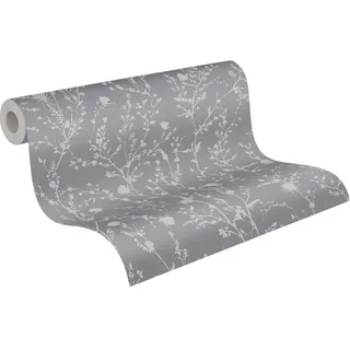 A.S. Création Tapete Floral Grau Silber - Wandtapete 395463 - hochwertige Vliestapete für Schlafzimmer - 10,05m x 0,53m - Made in Germany