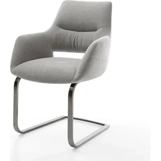 DELIFE Freischwinger Yago-Flex mit Armlehnen Strukturstoff Soft Grau Freischwinger flach Graphit Taschenfederkern - Grau