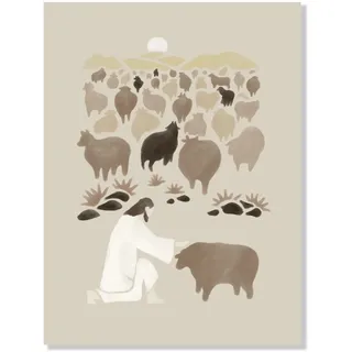 kollyseek Gerahmtes Bild „Jesus berührt die Lampe“ 30 x 40 Leinwand-Wandbild Taufgeschenke Inspirierende Wohnaccessoires für Frauen und Männer Christliche Leinwanddrucke Poster für Gebetsraum, Kirche