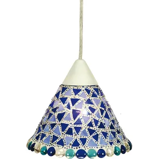 Näve Leuchten Pendelleuchte MOSAIK mit E14 Pendelleuchte MOSAIK mit E14 Pendelleuchten - Mosaik-Pendelleuchte d:19cm, Hängelampe im Landhaus Stil, aus Glas in rot, 16 cm hoch, Ø 19 cm, E14-Fassung - Blau