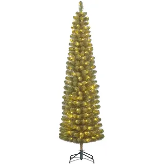 Black Box Trees Charlton Schmaler künstlicher Weihnachtsbaum mit LED-Beleuchtung und Timer- und Dimmfunktion - H215 x Ø56 cm - Grün