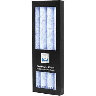 luterna Stabkerzen aus Stearin, 22/250 mm, Taubenblau, KERZENFARM HAHN, Brenndauer ca. 10h, 4 Stück pro Verpackung