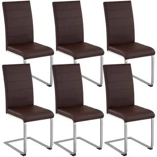 tectake Schwingstuhl 6er Set Bettina 41 x 52 x 99 cm braun , Braun , Textil , 52x99x41 cm , Esszimmer, Stühle, Schwingstühle