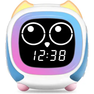 iTOMA Addo Kinderwecker Lichtwecker, Sonnenaufgang/Sonnenuntergang Simulation Nachttischlampe, Grow Kinderuhr Trainer, Weißes Rauschen Schlafgeräusche Weckuhr Eule (CKS912)