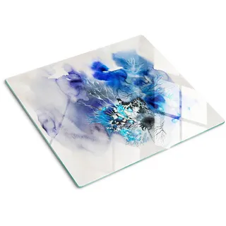 Tulup Glasplatte 60x52 cm Abstrakte Blumen , Schwarz , Glas , 60x0.4x52 cm , Küchen, Küchenelektrogeräte, Herde, Herdabdeckplatten