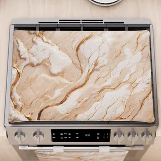 PETTI Artigiani Italiani - Herdabdeckplatte für Moderne Küche, Marmor-Effekt, Beige, Herdabdeckplatte 40 x 70 cm, 100% Made in Italy