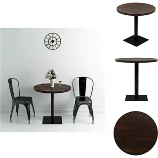 vidaXL Bistrotisch MDF und Stahl Rund 80×75 cm Dunkle Esche - Esstische - Braun